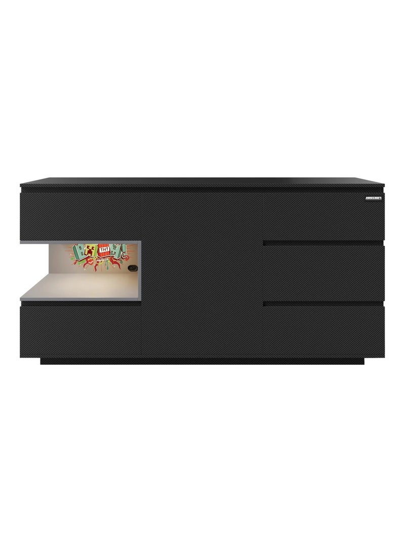 Sideboard con 5 cassetti e vano aperto con LED "Roba" – Minecraft Nero Multicolore - Kiabi