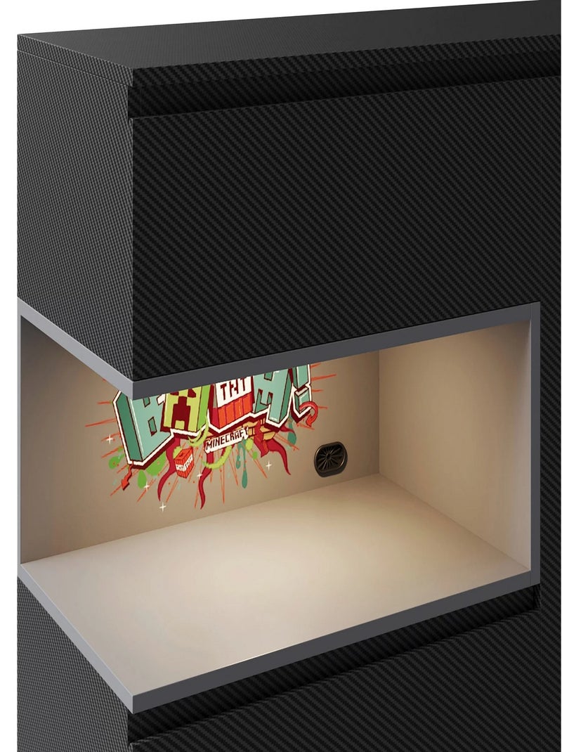 Sideboard con 5 cassetti e vano aperto con LED "Roba" – Minecraft Nero Multicolore - Kiabi