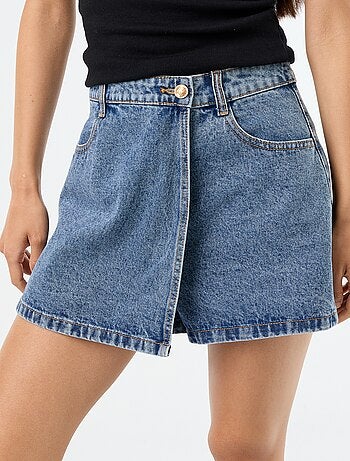 Skort in denim a vita alta
