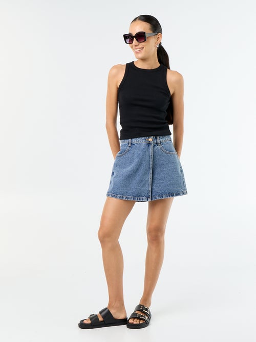 Skort in denim a vita alta - Kiabi