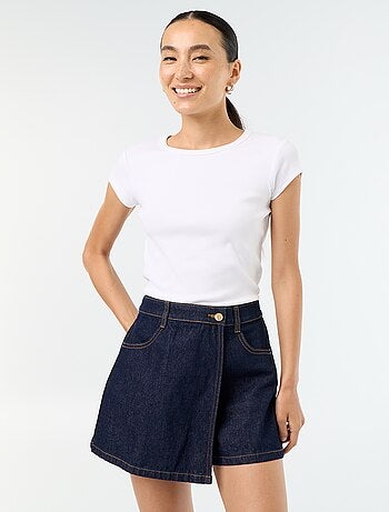 Skort in denim a vita alta