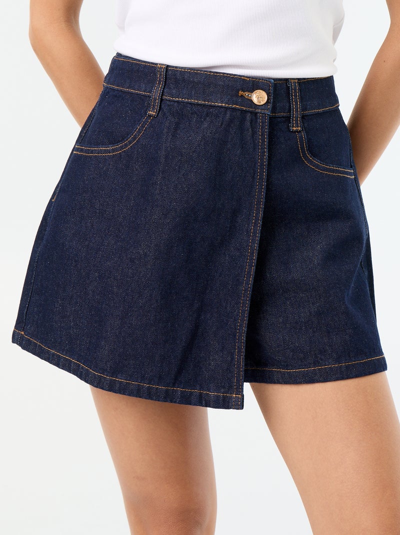 Skort in denim a vita alta Blu - Kiabi