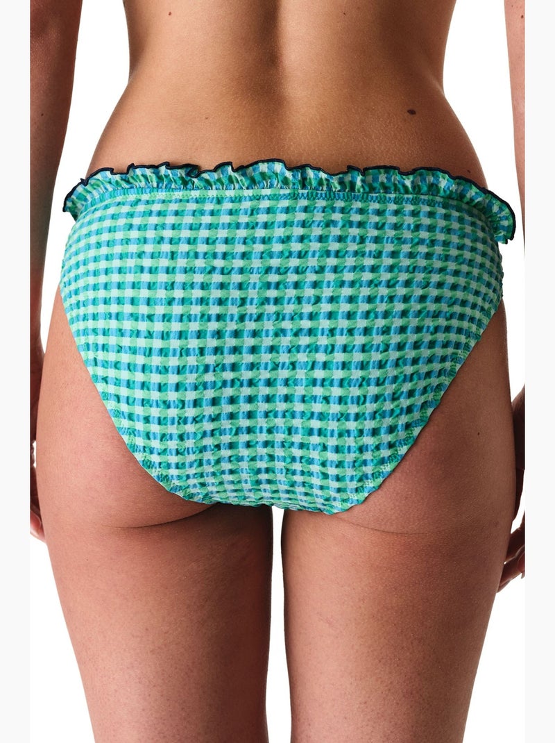 Slainie slip bikini a quadretti, con volant, vita media penti Verde menta - Kiabi