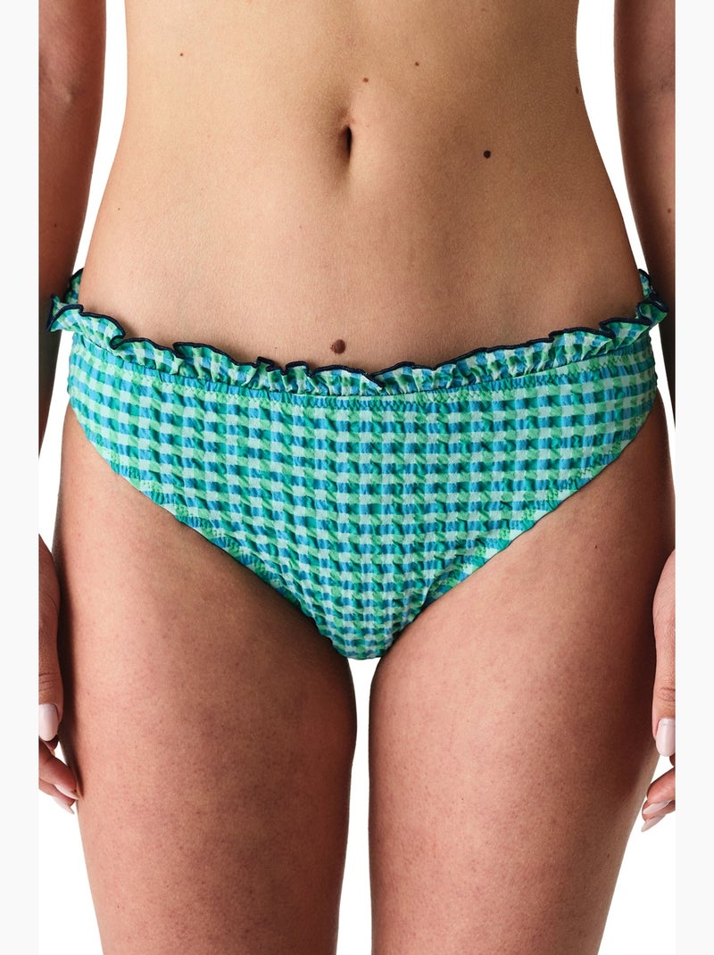 Slainie slip bikini a quadretti, con volant, vita media penti Verde menta - Kiabi