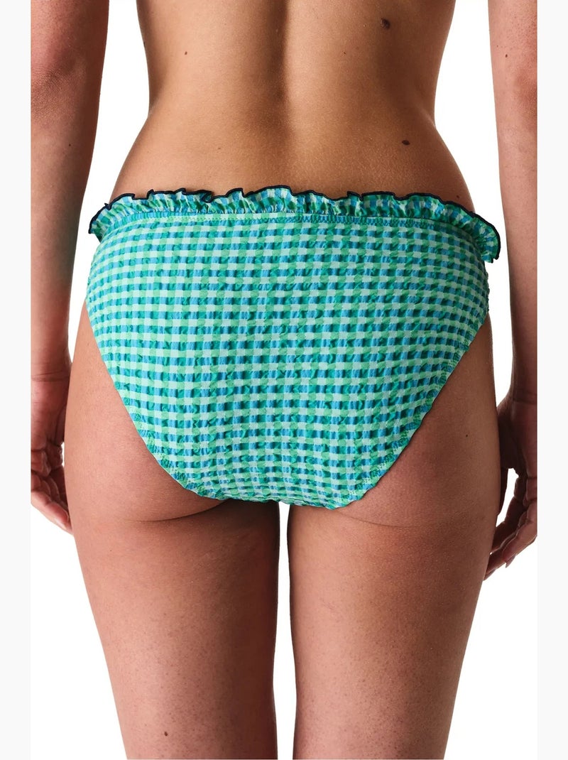 Slainie slip bikini a quadretti, con volant, vita media penti Verde menta - Kiabi
