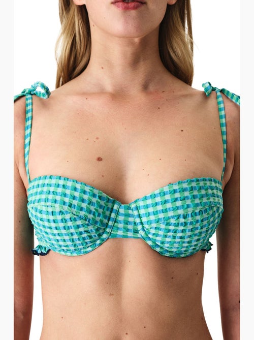 Slainie top bikini con ferretto, a quadretti vichy e volant penti - Kiabi Slainie top bikini con ferretto, a quadretti vichy e volant penti - Kiabi