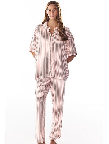 Sleep mode completo pigiama a righe con camicia a maniche corte e pantaloni penti