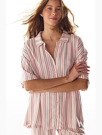 Sleep mode completo pigiama a righe con camicia a maniche corte e pantaloni penti