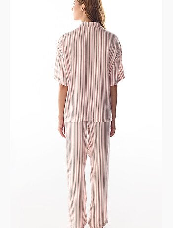 Sleep mode completo pigiama a righe con camicia a maniche corte e pantaloni penti