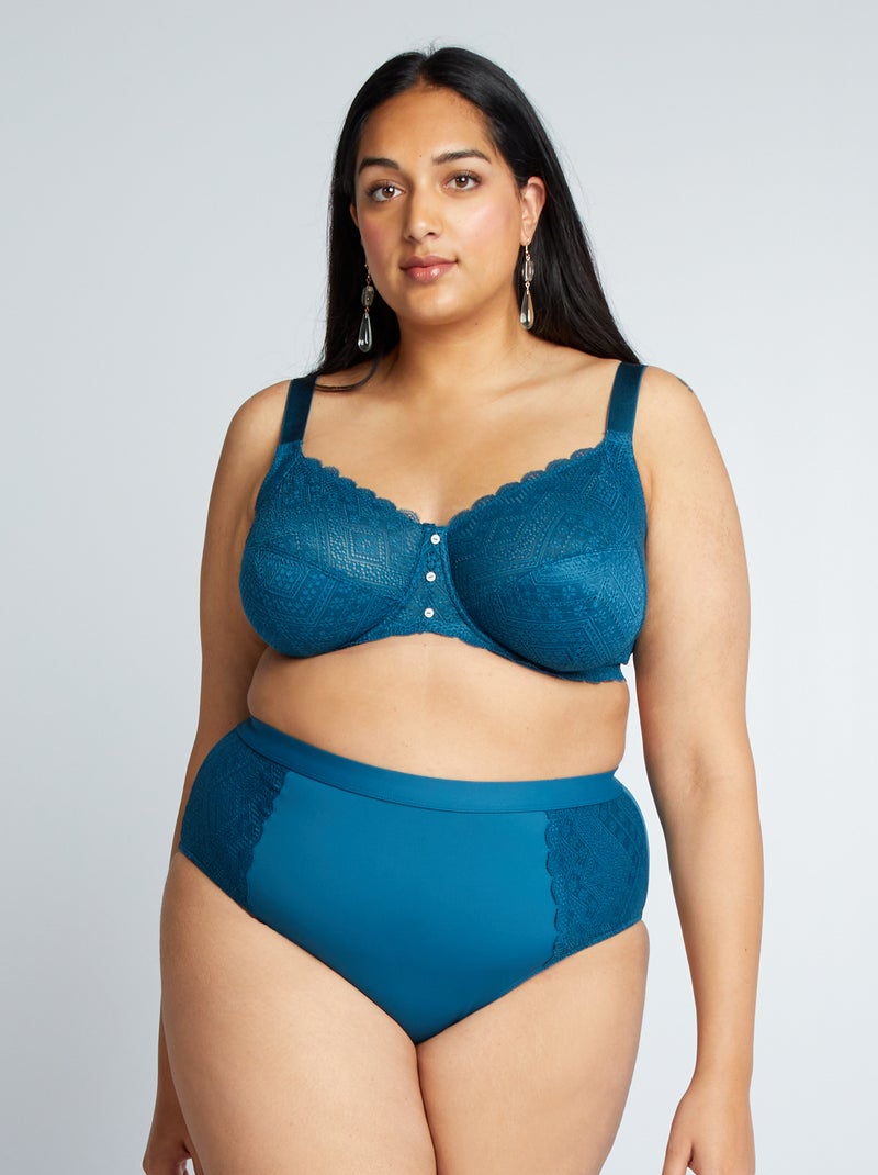 Slip a vita alta bimateriale blu scuro - Kiabi
