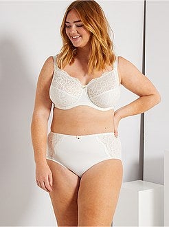 Taglie forti donna - Slip a vita alta con pizzo - Kiabi