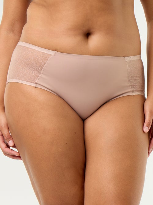 Slip a vita alta in microfibra con pizzo - Kiabi
