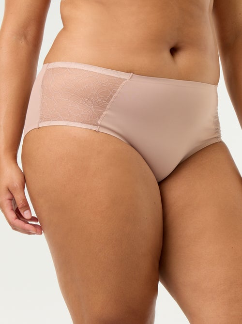 Slip a vita alta in microfibra con pizzo - Kiabi