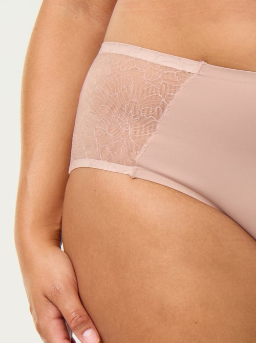 Slip a vita alta in microfibra con pizzo - Kiabi