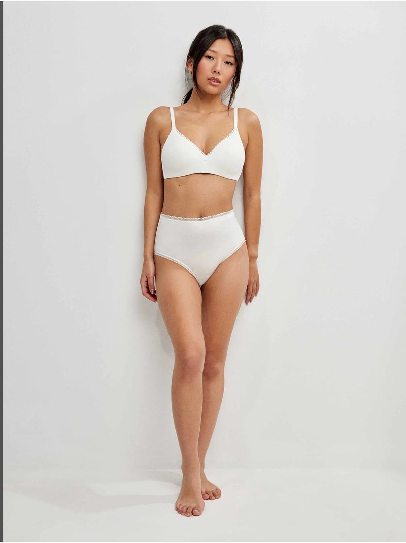 Slip alto con bordo di plumetis Bianco - Kiabi