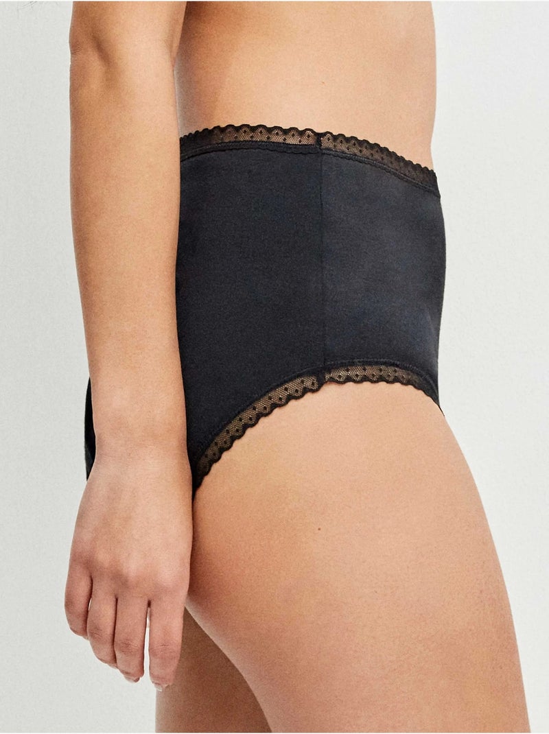 Slip alto con bordo di plumetis Nero - Kiabi