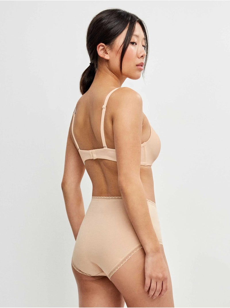Slip alto con bordo di plumetis Rosa - Kiabi