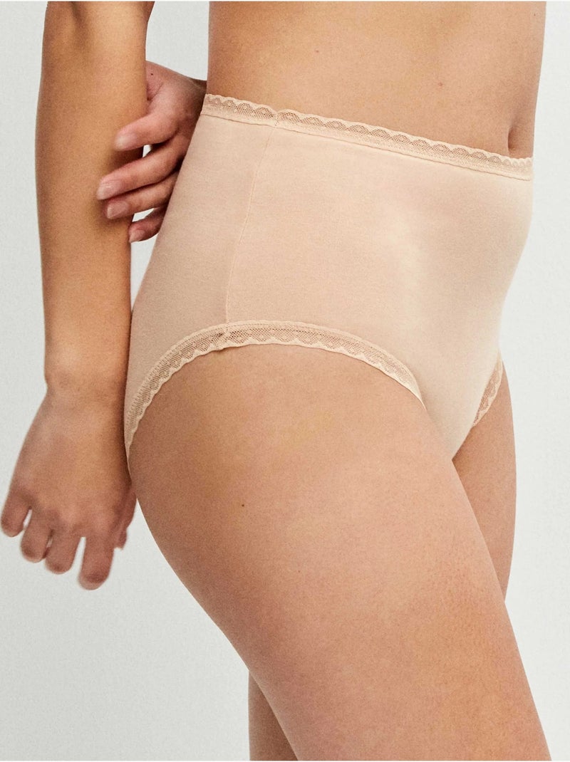 Slip alto con bordo di plumetis Rosa - Kiabi