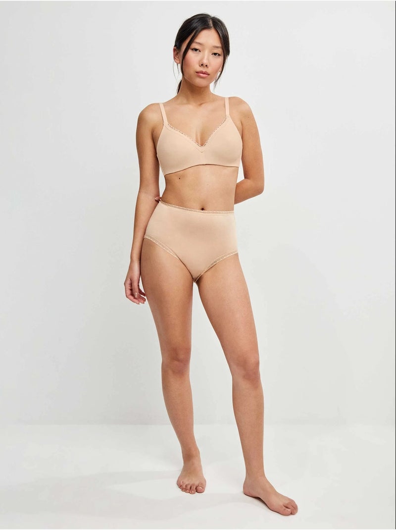 Slip alto con bordo di plumetis Rosa - Kiabi