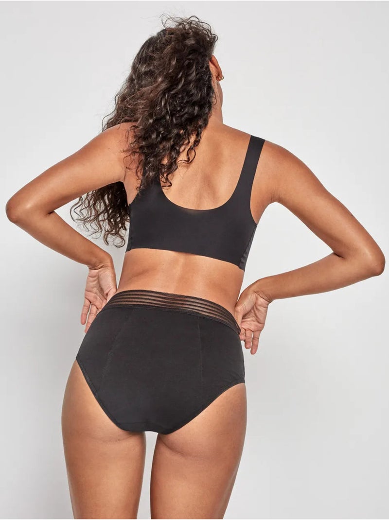 Slip alto mestruale in tessuto  alta assorbimento Nero - Kiabi