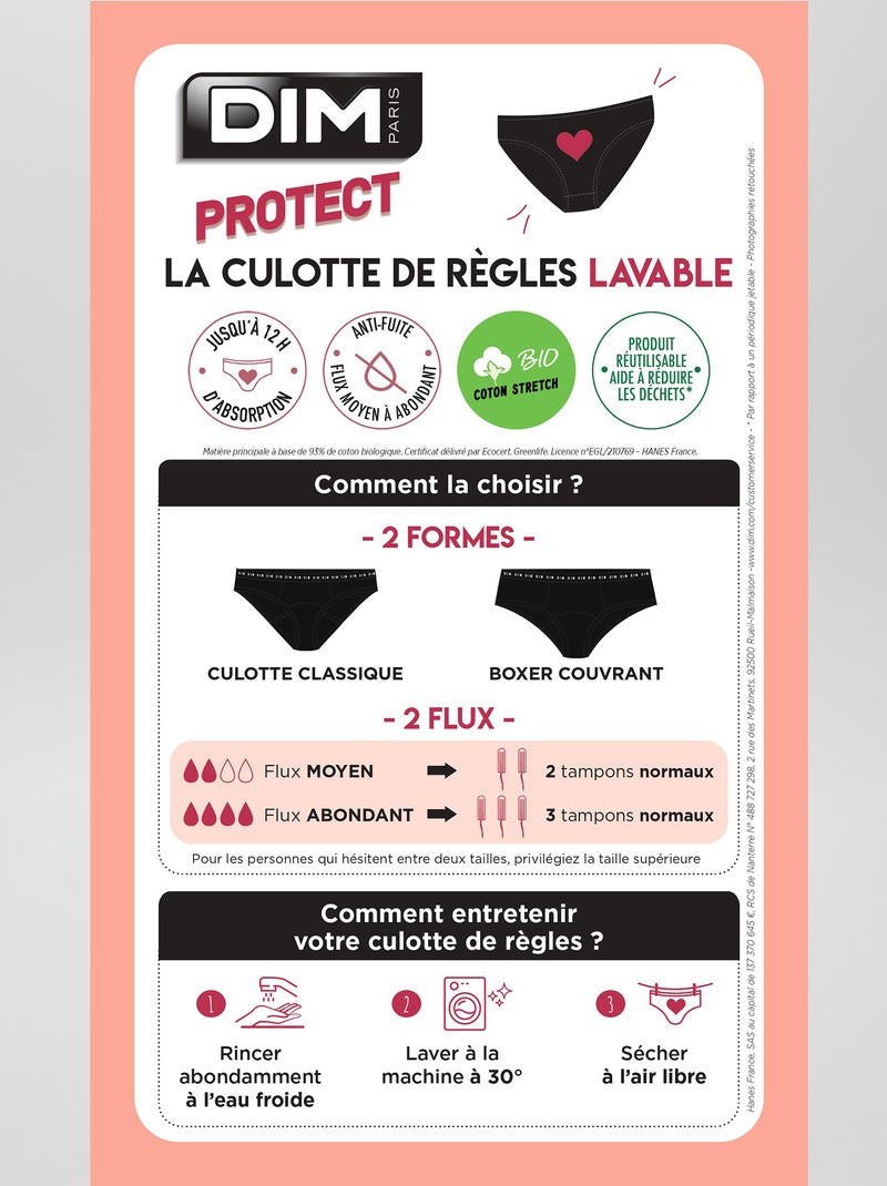 Slip assorbenti Flusso abbondante 'DIM' Protect nero - Kiabi