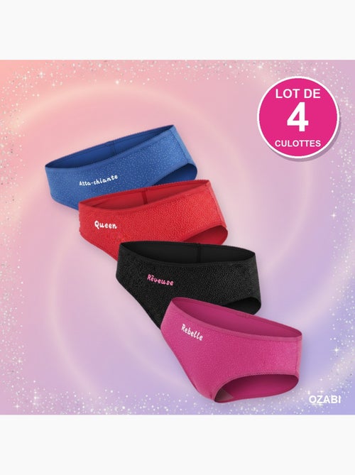 Slip bambina messaggio umoristico pois paillettati - confezione da 4 - Kiabi Slip bambina messaggio umoristico pois paillettati - confezione da 4 - Kiabi