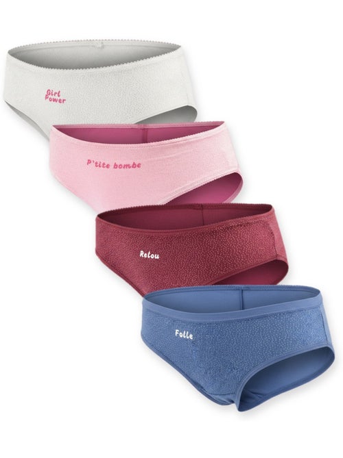 Slip bambina messaggio umoristico pois paillettati - confezione da 4 - Kiabi Slip bambina messaggio umoristico pois paillettati - confezione da 4 - Kiabi