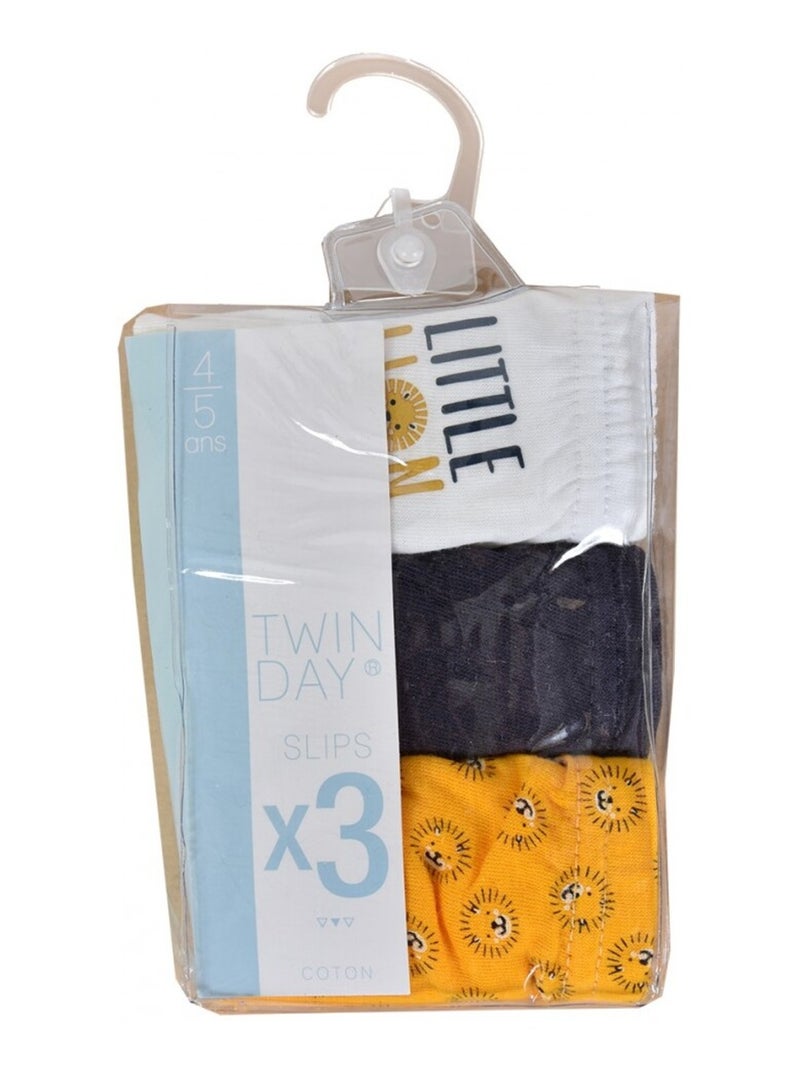 Slip Bambina TWINDAY in cotone - Confezione da 3 Bianco Giallo Nero - Kiabi
