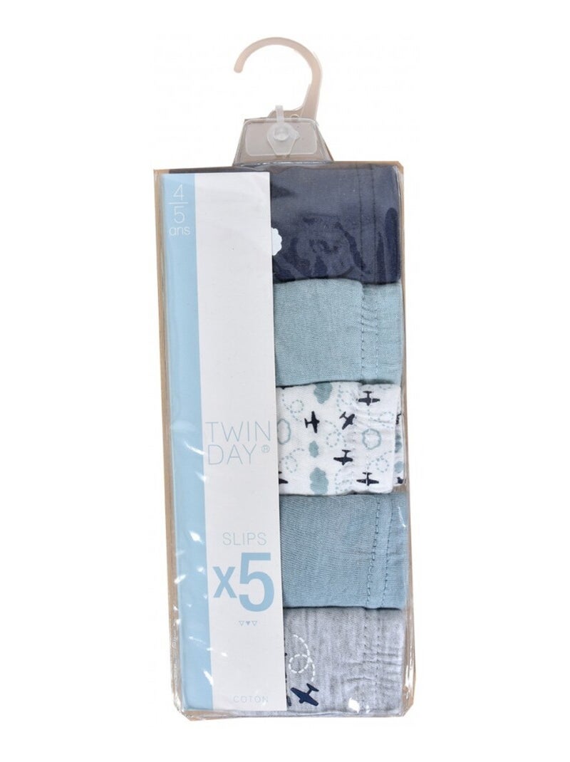 Slip Bambina TWINDAY in cotone - Confezione da 5 Blu Blu cielo Grigio - Kiabi