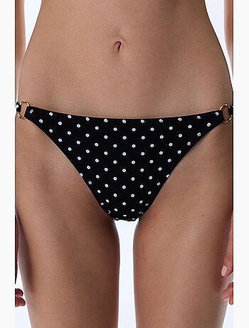 Slip bikini a pois con dettaglio laterale, vita media penti