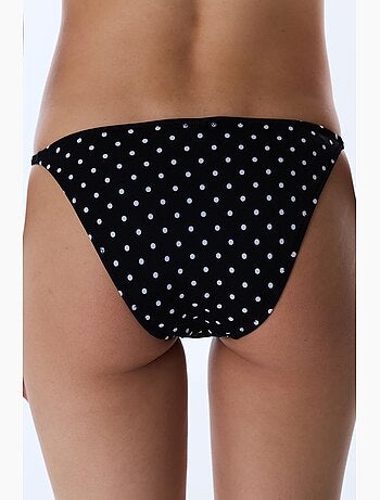 Slip bikini a pois con dettaglio laterale, vita media penti