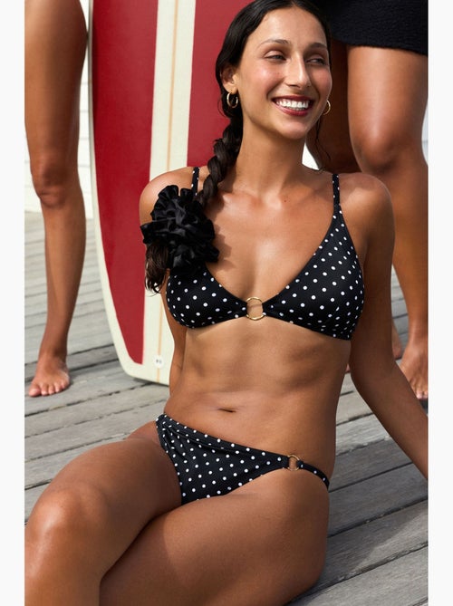 Slip bikini a pois con dettaglio laterale, vita media penti - Kiabi