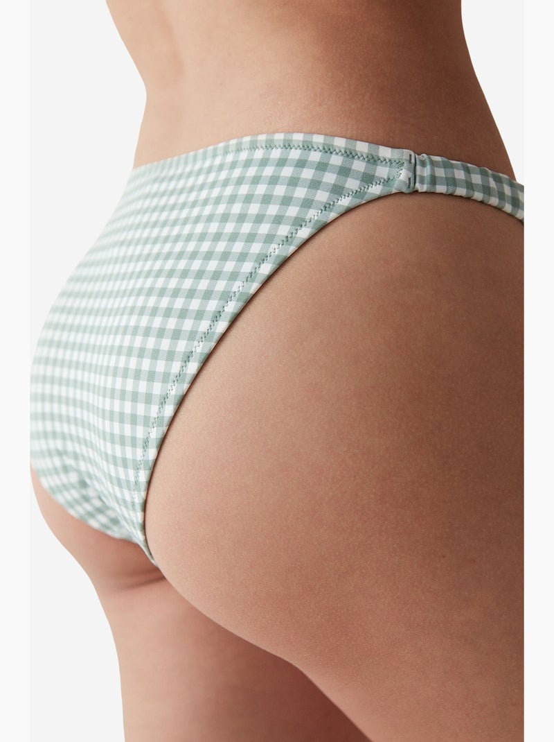Slip bikini a quadri gingham con profilo laterale greenlake penti Bianco Verde - Kiabi