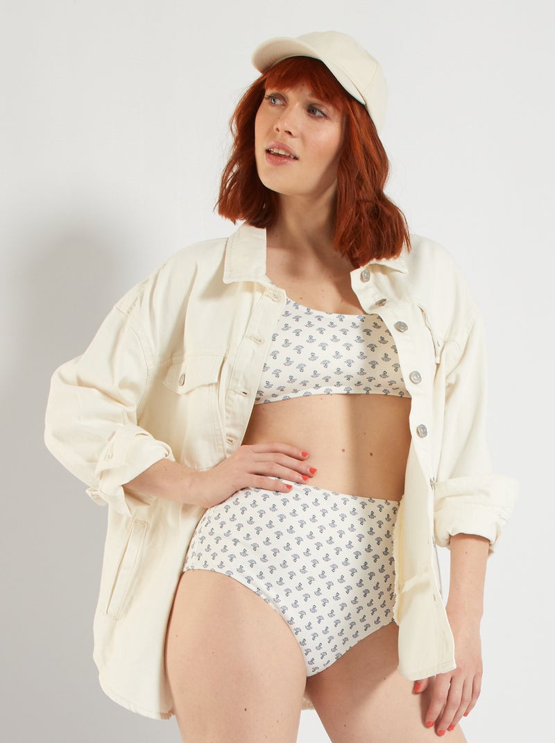 Slip bikini a vita alta BIANCO - Kiabi