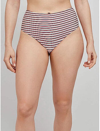 Slip bikini a vita alta grafica righe