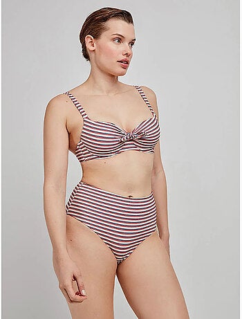 Slip bikini a vita alta grafica righe