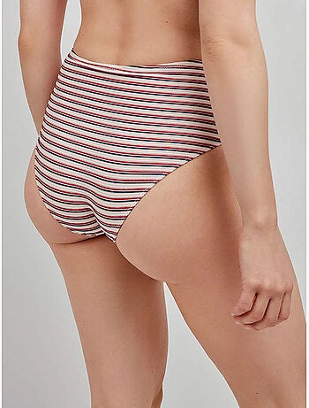 Slip bikini a vita alta grafica righe