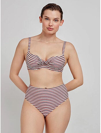 Slip bikini a vita alta grafica righe