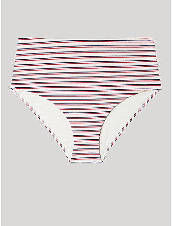 Slip bikini a vita alta grafica righe