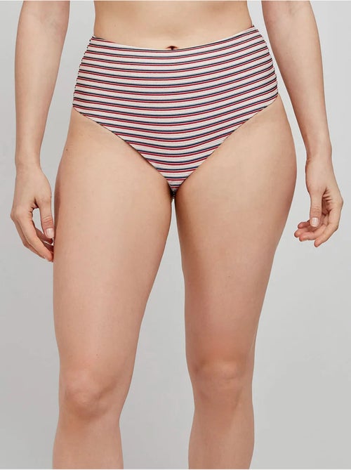 Slip bikini a vita alta grafica righe - Kiabi