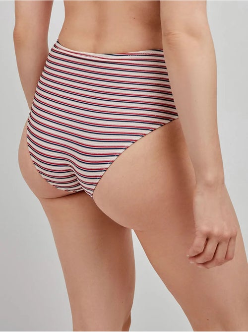 Slip bikini a vita alta grafica righe - Kiabi