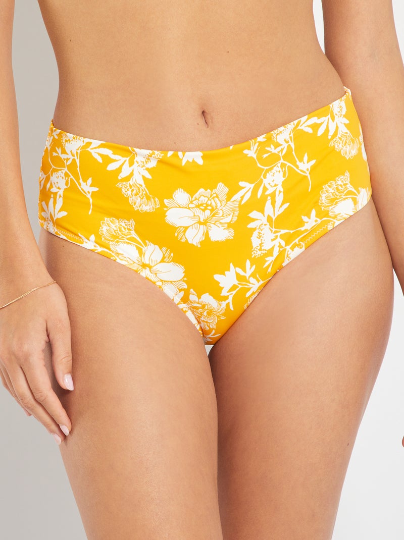 Slip bikini a vita alta regolabile GIALLO - Kiabi