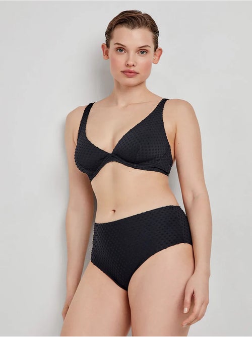Slip bikini a vita alta tessuto strutturato - Kiabi
