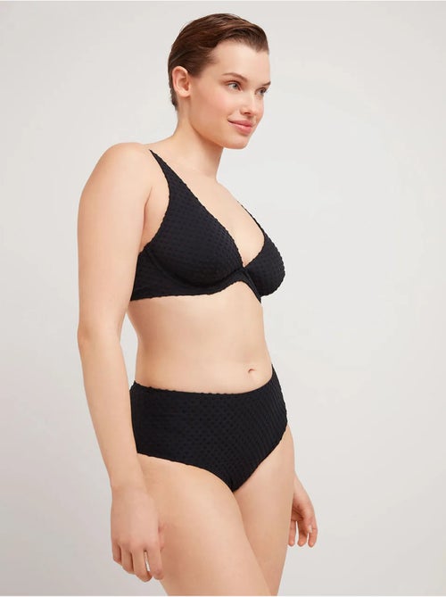 Slip bikini a vita alta tessuto strutturato - Kiabi