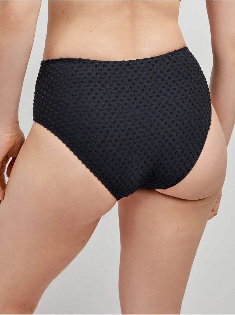 Slip bikini a vita alta tessuto strutturato Nero - Kiabi