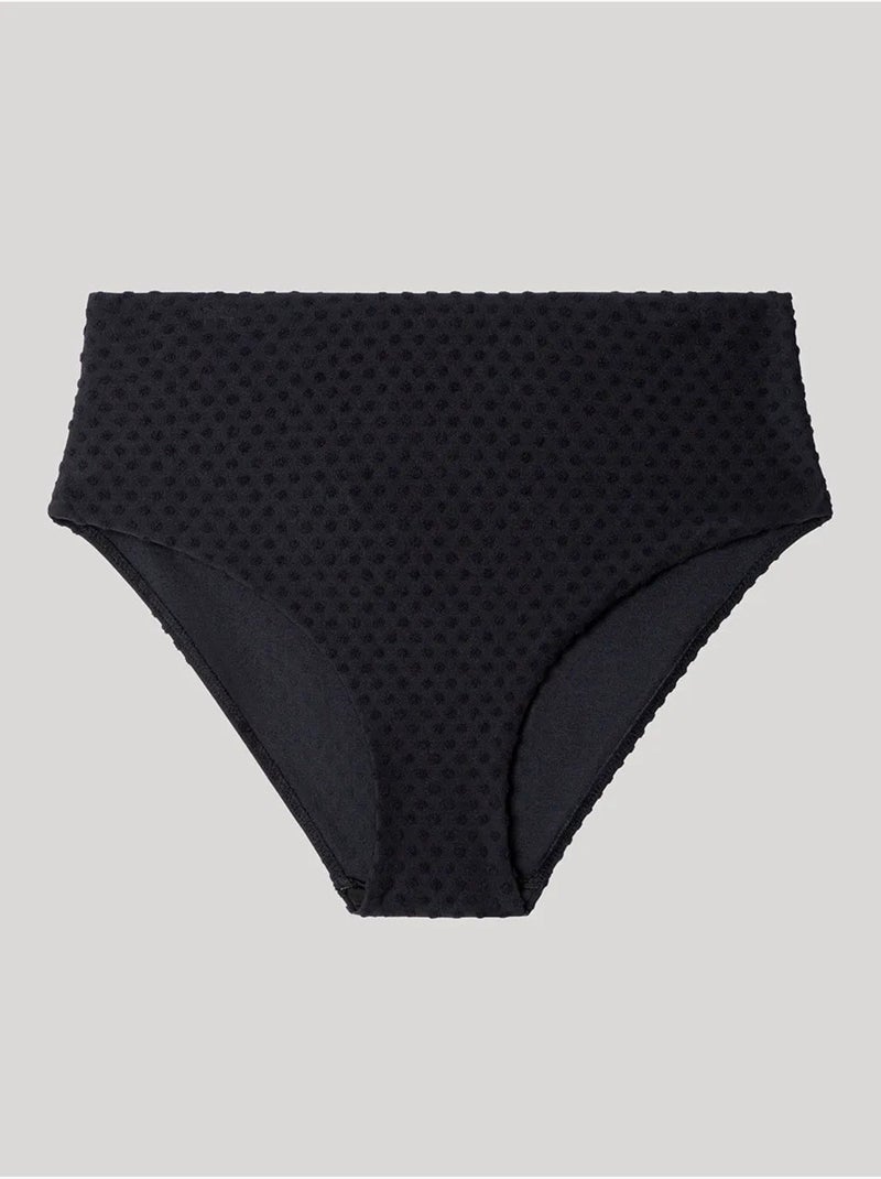 Slip bikini a vita alta tessuto strutturato Nero - Kiabi