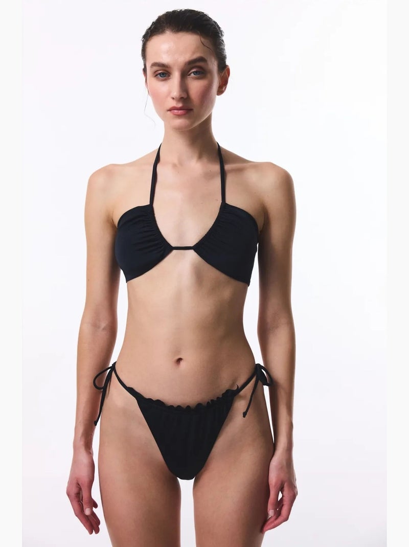 Slip bikini a vita bassa con laccetti super frill penti Nero - Kiabi