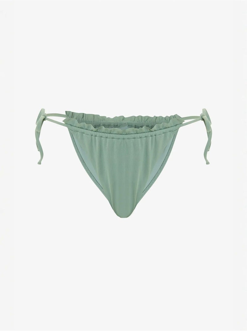 Slip bikini a vita bassa con laccetti super frill penti Verde - Kiabi