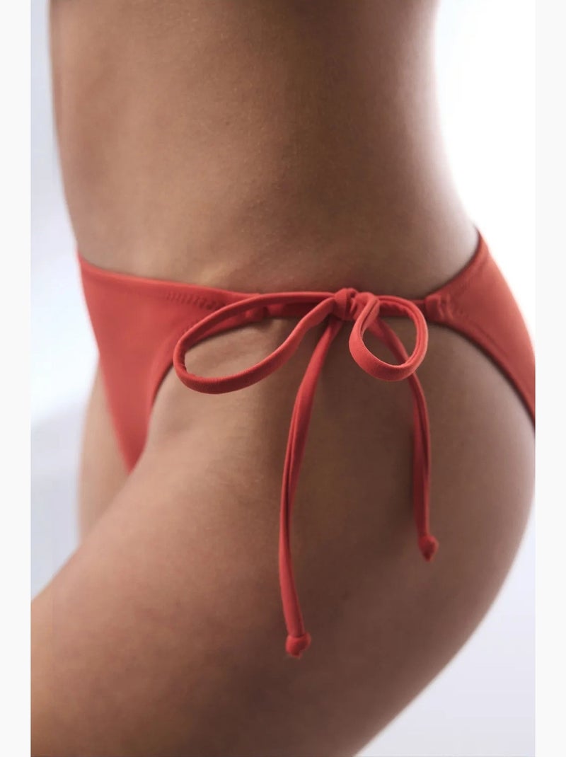 Slip bikini a vita bassa con lacci laterali penti Terracotta - Kiabi