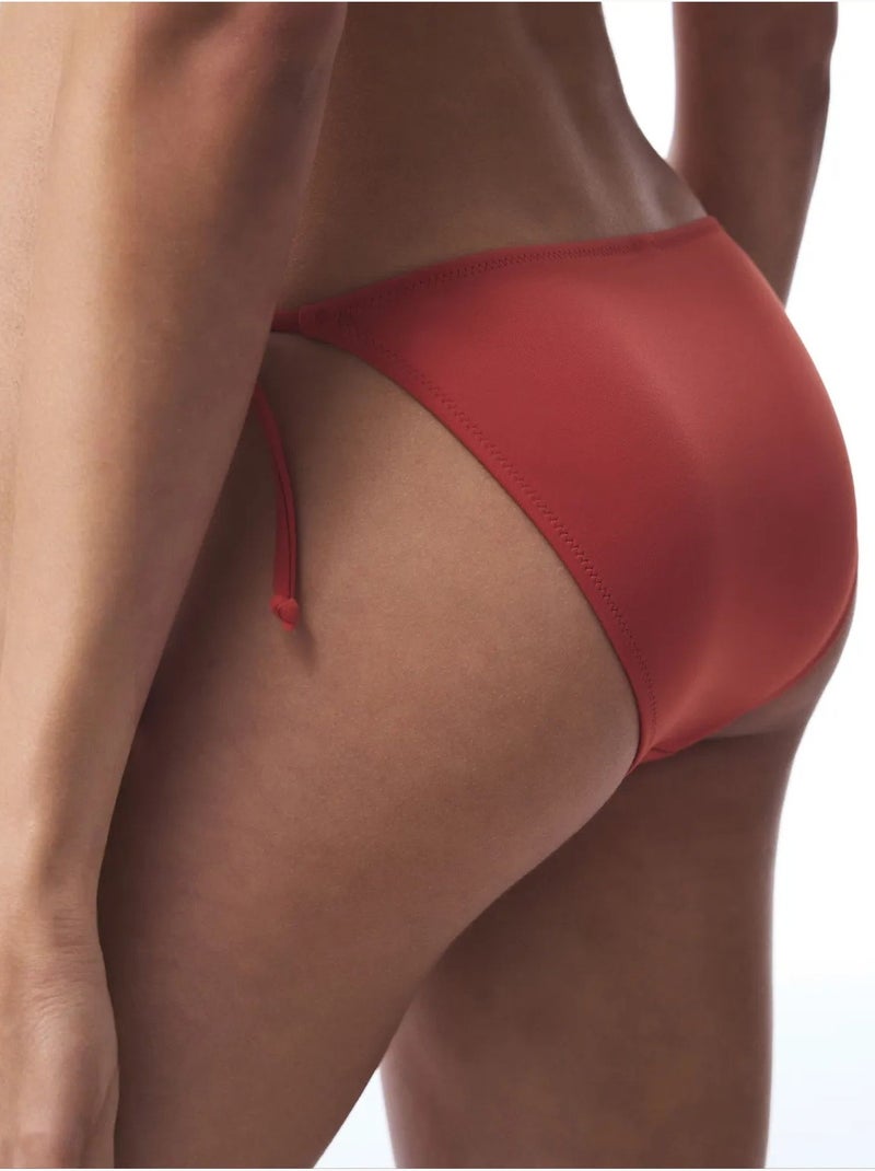 Slip bikini a vita bassa con lacci laterali penti Terracotta - Kiabi